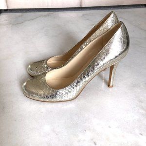 Worn 1x! Kate Spade Karolina gold / metallic snake high heel pumps / shoes